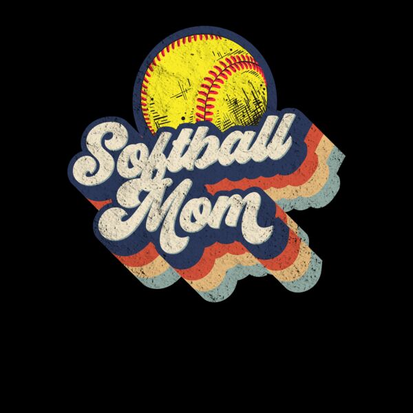 Retro Softball Mom Crew Neck T Shirt Thumbnail