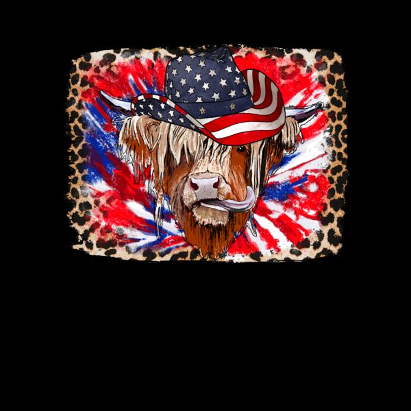 Patriotic Highland Cow T Shirt Thumbnail