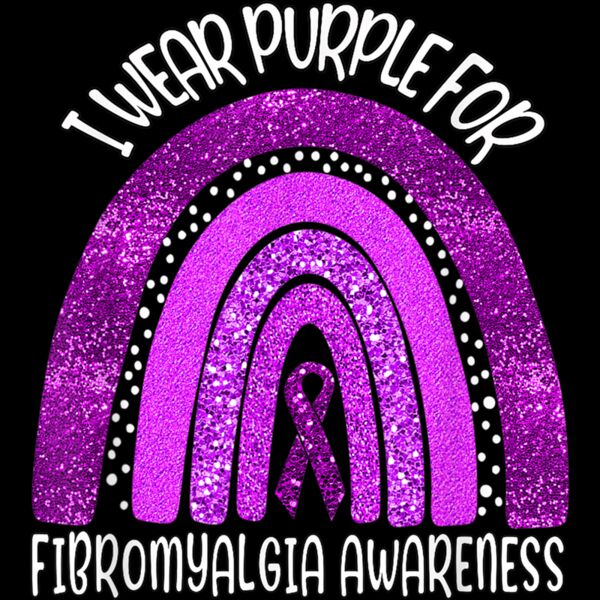 I wear purple for fibromyalgia awareness rainbow T Shirt Thumbnail