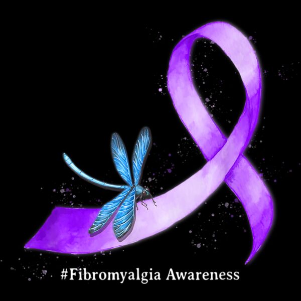 Hippie Dragonfly Purple Ribbon Fibromyalgia Awareness T Shirt Thumbnail