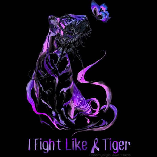 Fibromyalgia Awareness Warrior Ribbon I Fight Like A Tiger T Shirt Thumbnail