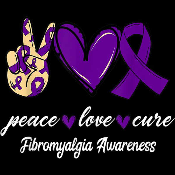 Peace Love Hope Purple Ribbon Fibromyalgia Awareness T Shirt Thumbnail