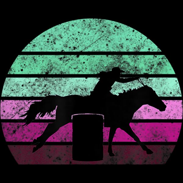 Barrel Racing   Horse Lover   Vintage Sunset   Country Girl T Shirt Thumbnail