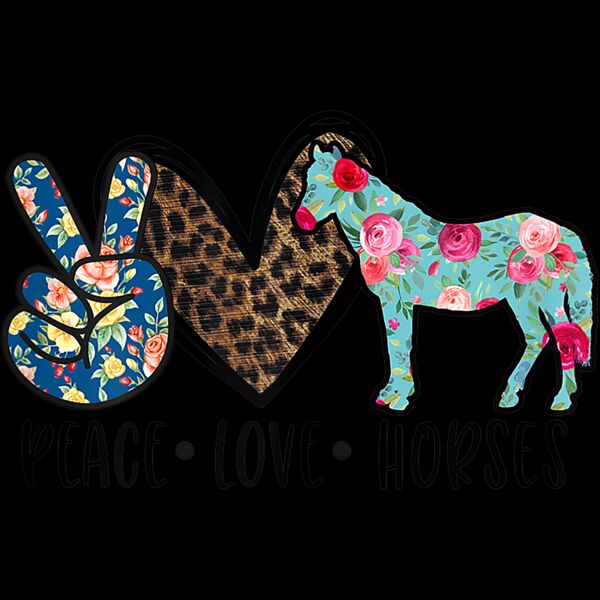 Peace Love Horses Funny Gift for Horse Lover Teen Girls T Shirt Thumbnail