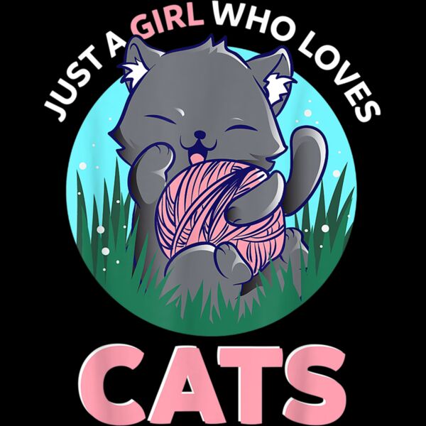 Just A Girl Who Loves Cats Gift Kids Women Cat Mama Mom T Shirt Thumbnail