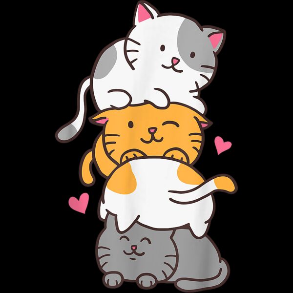 Cat Cats Cute Kitty Pile Anime Kawaii Neko Gift Cat Lovers T Shirt Thumbnail