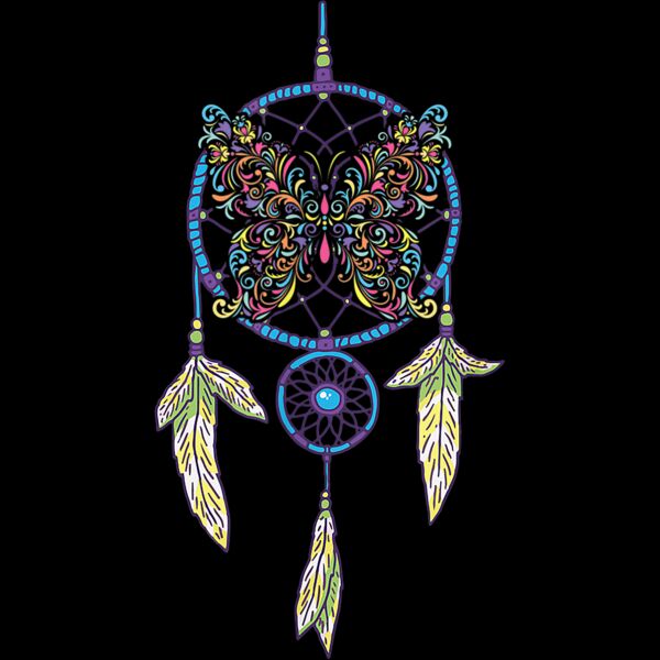 Boho Butterfly Feathers Native American Indian Dreamcatcher T Shirt Thumbnail