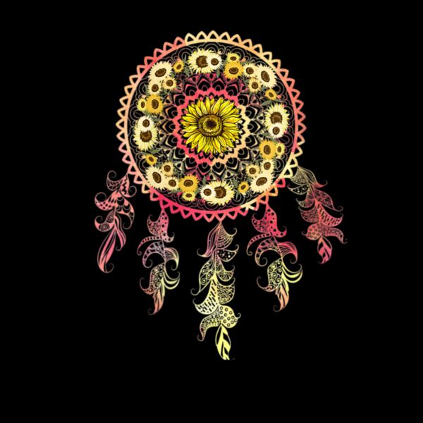 Womens Sunflower Dreamcatcher V Neck T Shirt Thumbnail