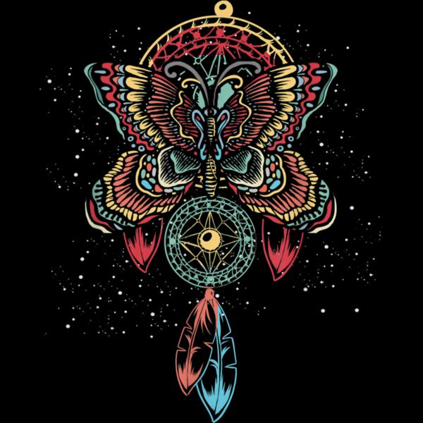 Native Pride American Indian Hippie Butterfly Dreamcatcher T Shirt Thumbnail