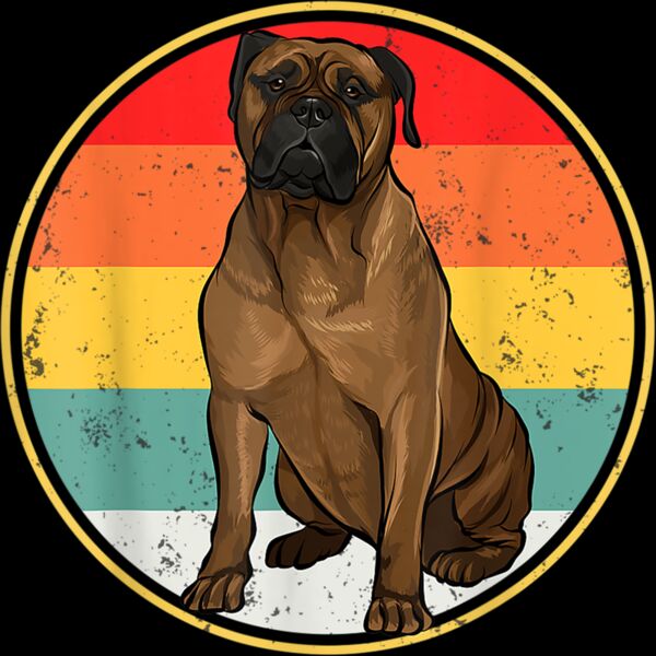 Vintage Retro Sunset Bullmastiff Dog T Shirt Thumbnail