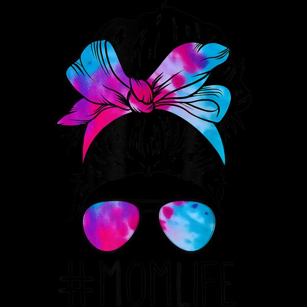Messy Hair Bun Mom Life Tie Dye Mothers Day Women Funny Tee T Shirt Thumbnail