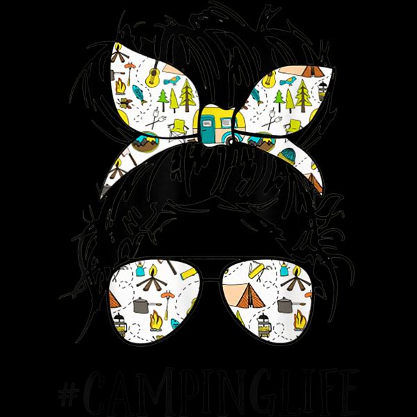 CAMPING LIFE MOM   Messy Bun MOM CAMPING LIFE T Shirt Thumbnail