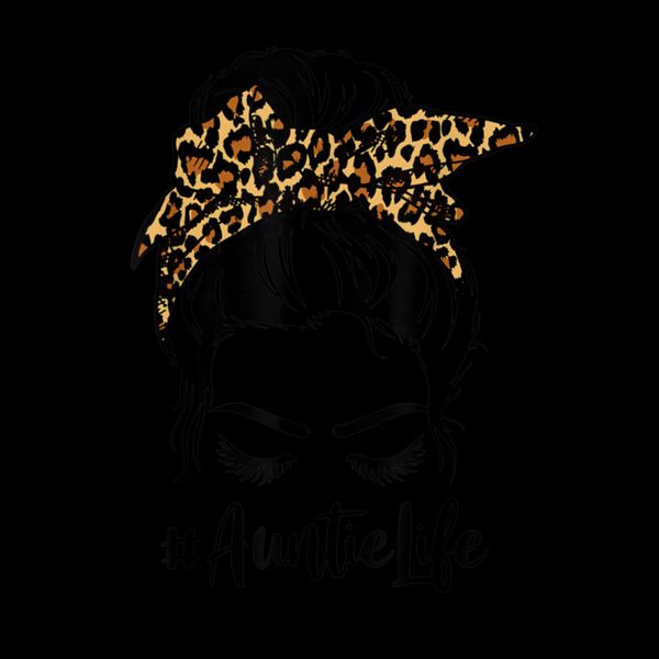 Auntie Life Messy Bun Hair Bandana Leopard Print Thumbnail