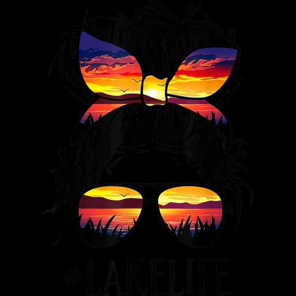 Lake Life Shirt Messy Bun Girls Women Mom Mother Grandma T Shirt Thumbnail