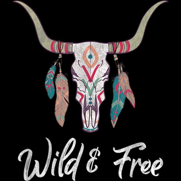 Distressed Boho Steer Skull for Teens Women and Girls T Shirt Thumbnail