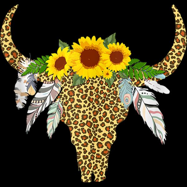 Sunflower with Cow Bull Skull Leopard and Feather Tank Top Thumbnail