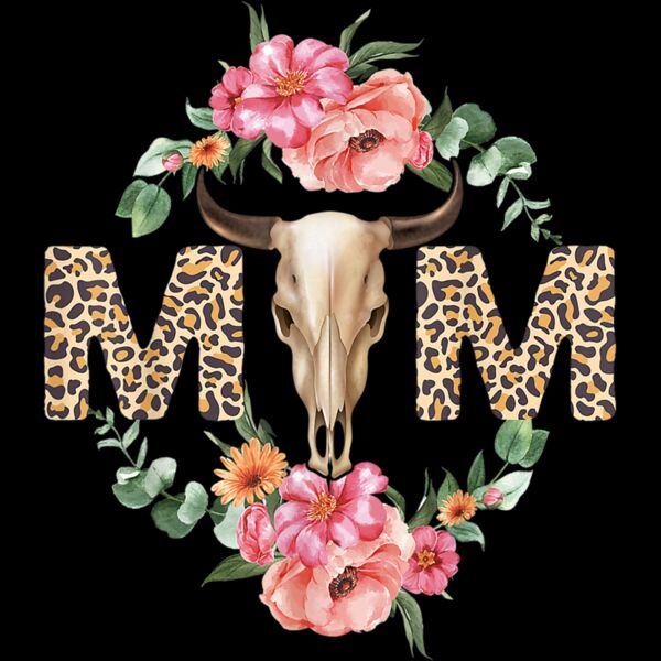 Mothers Day Cow Bull Mom Skull Boho Country Gift Women T Shirt Thumbnail