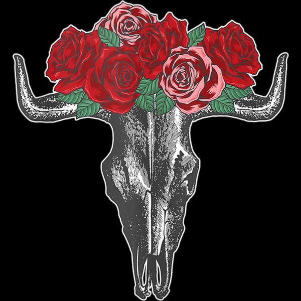 Vintage Cow Bull Skull BOHO Sugar Flower Roses Tank Top Thumbnail