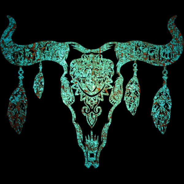 Boho Cow Skull   Fun Country And Western Look T Shirt Thumbnail