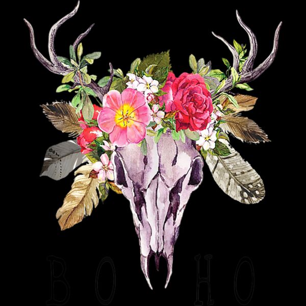 BoHo Cow Bull Skull With Flower Nice Tank Top Thumbnail