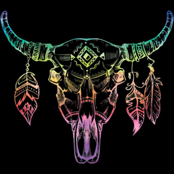 Tye Dye Boho Cow Skull   Fun Country And Western Look Tank Top Thumbnail