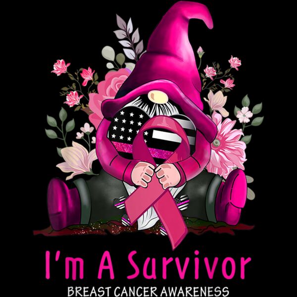 Im A Survivor Gnome Pink Ribbon Breast Cancer Awareness T Shirt Thumbnail
