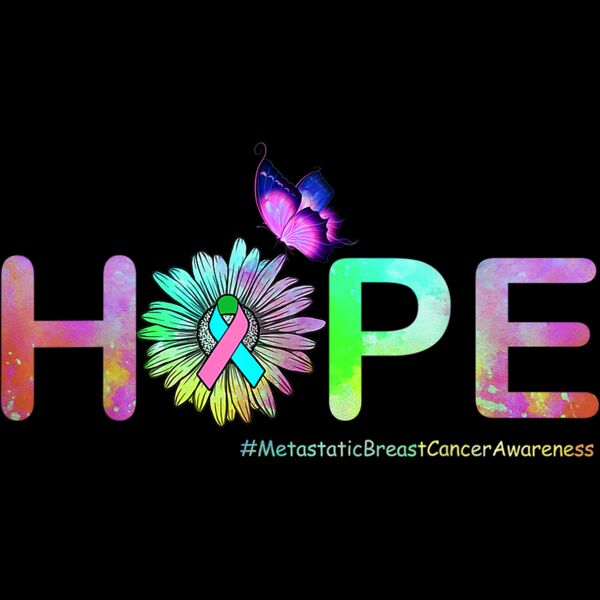 Hope Flower Butterfly Metastatic Breast Cancer Awareness T Shirt Thumbnail