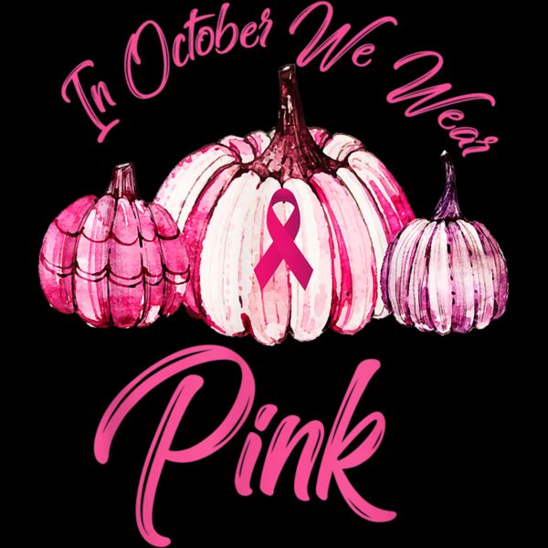 In October We Wear Pink Pumpkin Breast Cancer Halloween T Shirt Thumbnail