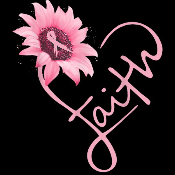 Pink Ribbon Sunflower Faith Breast Cancer Awareness Gifts T Shirt Thumbnail