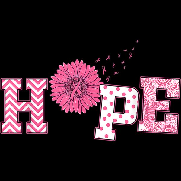 HOPE Sunflower Pink Ribbon Breast Cancer Awareness T Shirt Thumbnail