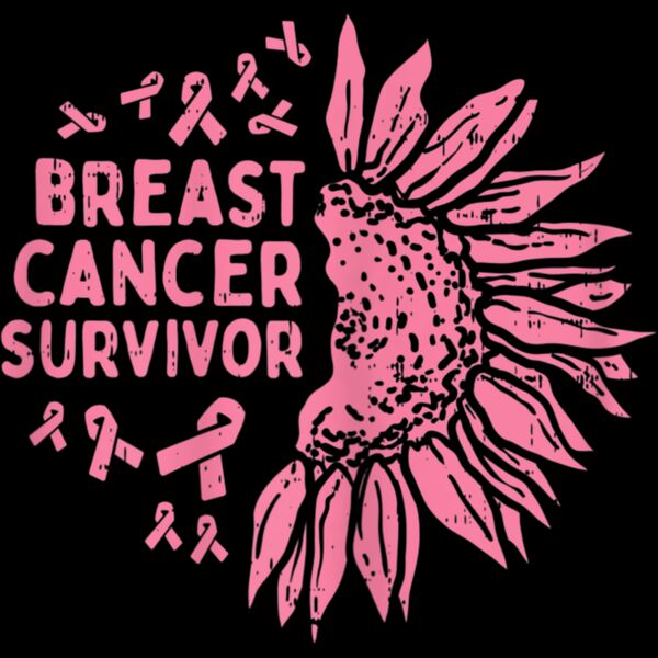 Womens Sunflower Breast Cancer Survivor Pink Ribbon Awareness Women T Shirt Thumbnail
