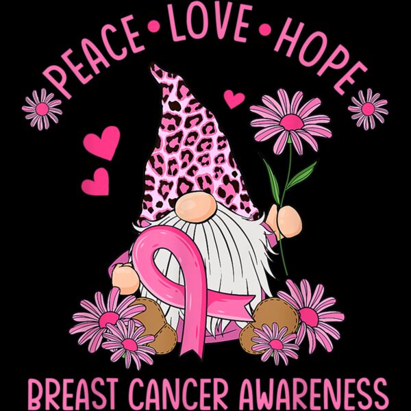 Peace Love Hope Gnome Leopard Breast Cancer Awareness Gifts T Shirt 1 Thumbnail