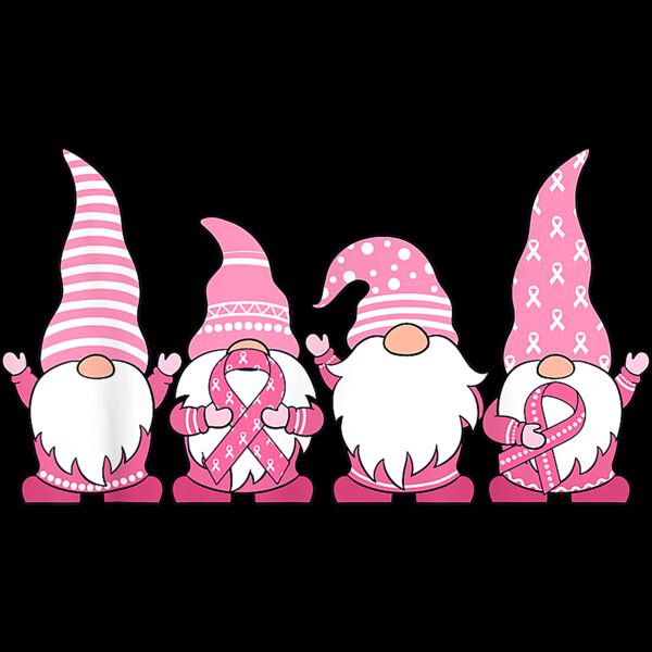 Gnomes Breast Cancer Awareness Peace Lover Gift Women Girl T Shirt Thumbnail