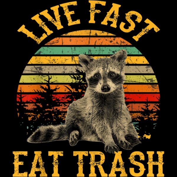 Live fast eat Trash Funny Raccoon Camping Vintage T Shirt Thumbnail