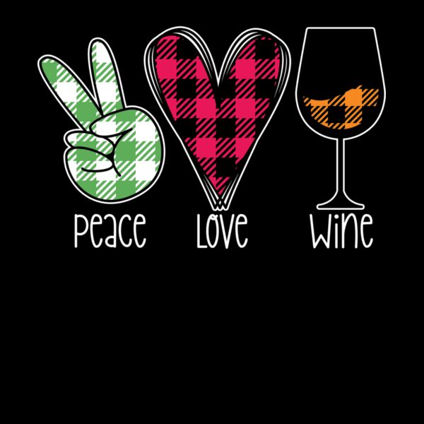PEACE LOVE WINE  PLAID Thumbnail