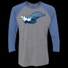 Unisex Triblend Three-Quarter Raglan T-Shirt Thumbnail
