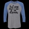Unisex Triblend Three-Quarter Raglan T-Shirt Thumbnail