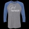Unisex Triblend Three-Quarter Raglan T-Shirt Thumbnail